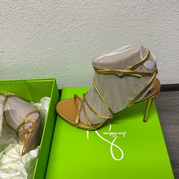 Sam Edelman Sareena Gold Stiletto Heel Open Toe Ankle Strap Heeled Sandals - Picture 4 of 6
